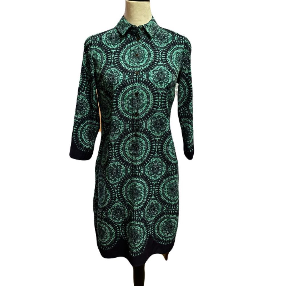 The Limited Teal and Navy Shirt Dress | XS | EUC - Picture 1 of 8